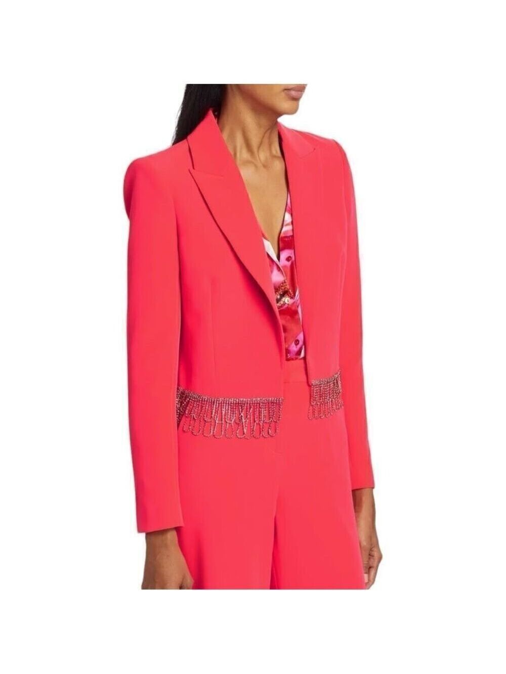 L’Agence Hot Pink Jen Crystal Cropped Blazer Size 8
